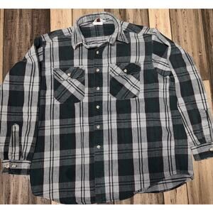 Carhartt Men's Vintage 2XL XXL Flannel Long Sleeve Button Up Plaid Shirt Green